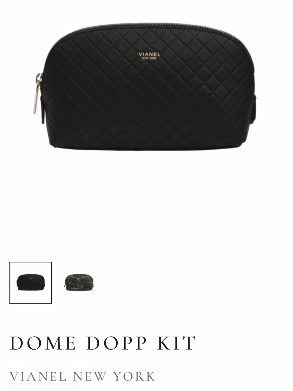 NWT! VIANEL NEW YORK Dome Dopp Kit with gold logo on the front.